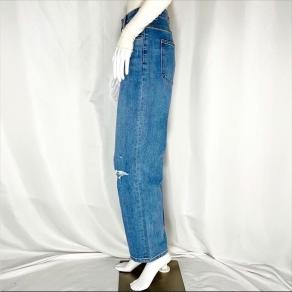 ZGY Denim Reality Blue 100% Organic Cotton High Rise Rip Straight Leg Jeans Sz29 - Picture 7 of 15